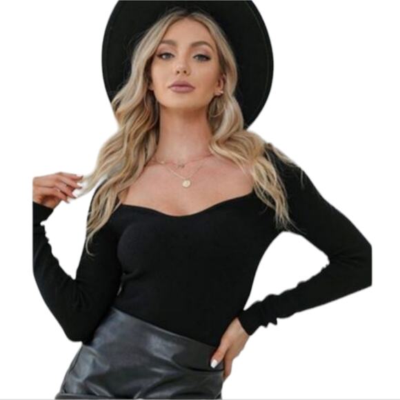 Exlura Sweater Women's Plus Size XXL Black Pullover Long Sleeve Stretch Knit Top - Picture 1 of 10